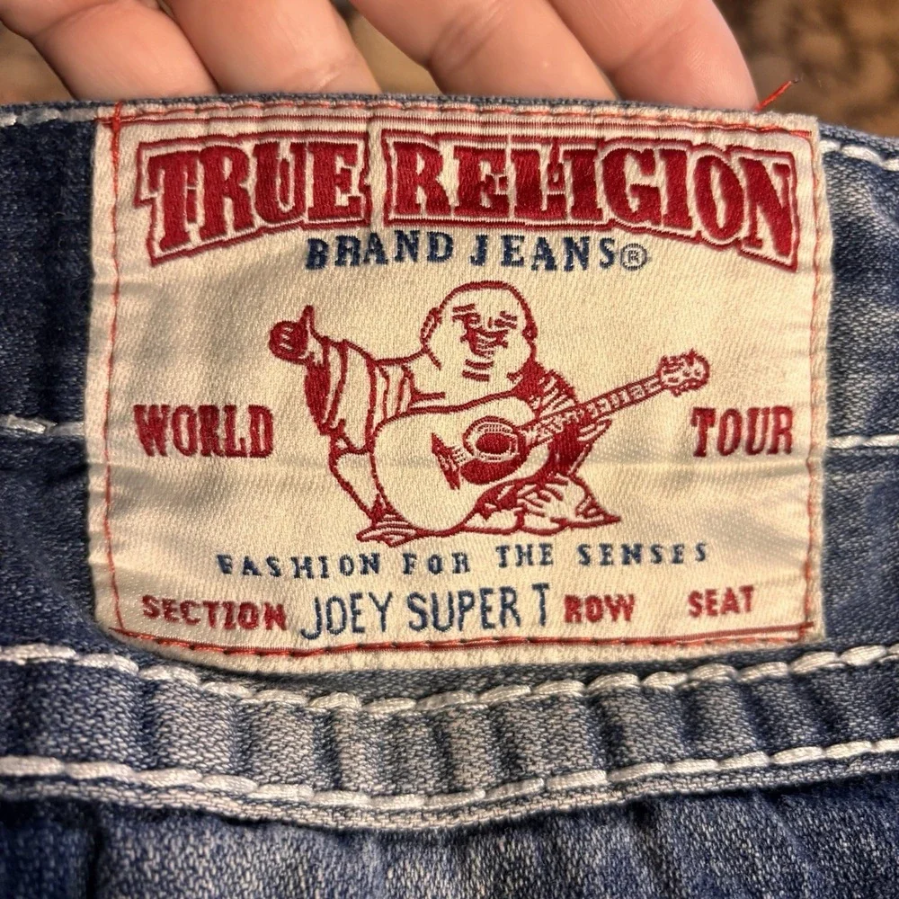 True Religion Joey Super T Row Seat Jeans Mens 36x29 Made USA World Tour Flap